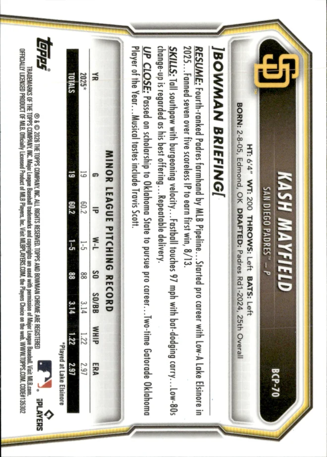 Kash Mayfield card back