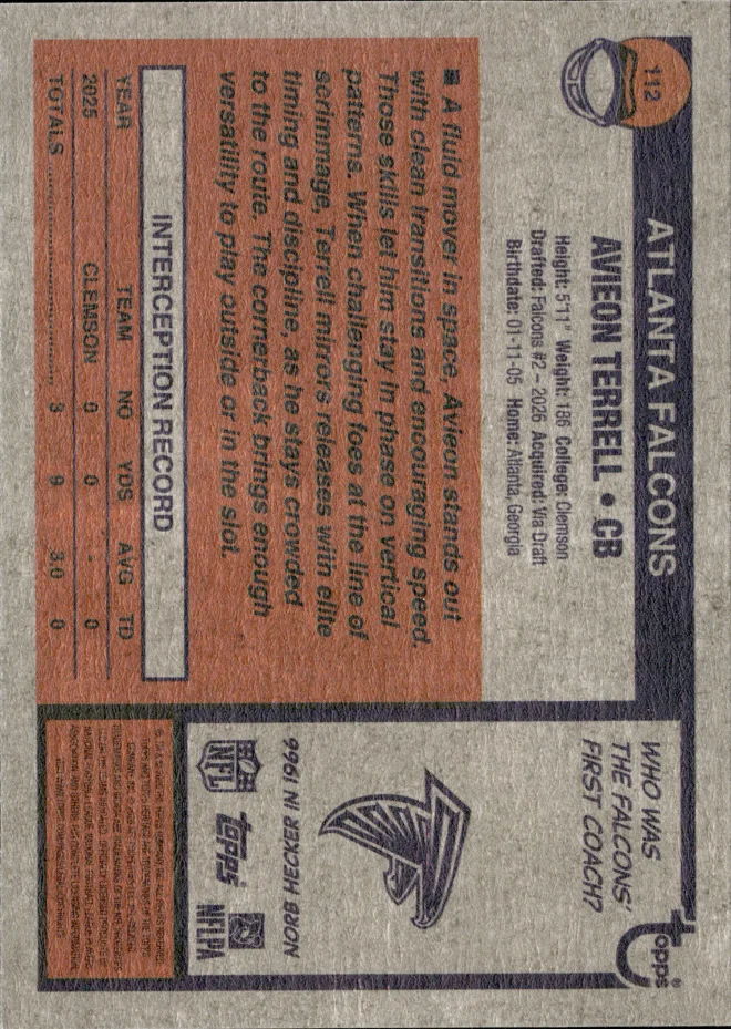 Avieon Terrell card back
