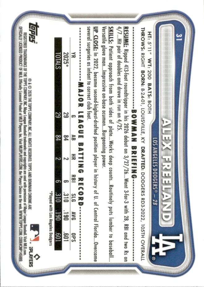 Alex Freeland card back