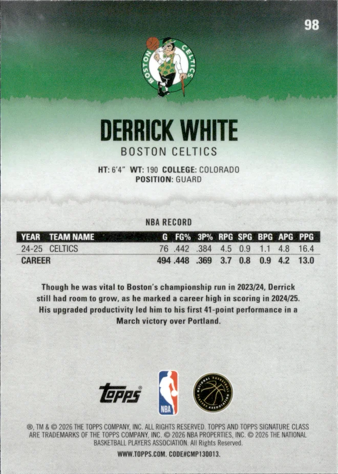 Derrick White card back