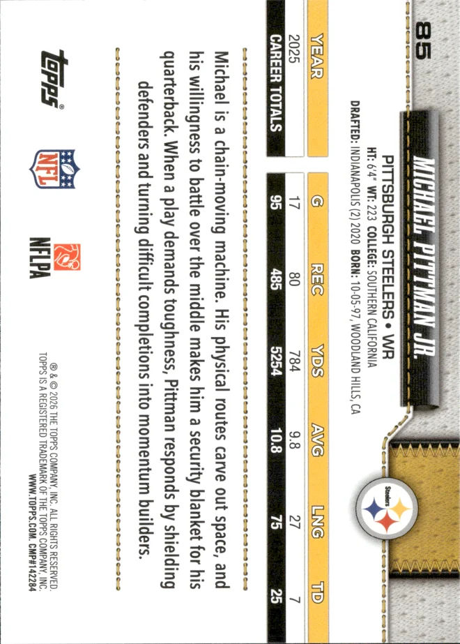 Michael Pittman Jr. card back