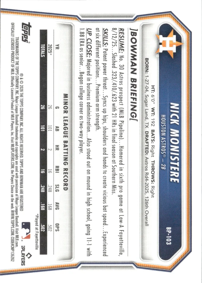Nick Monistere card back