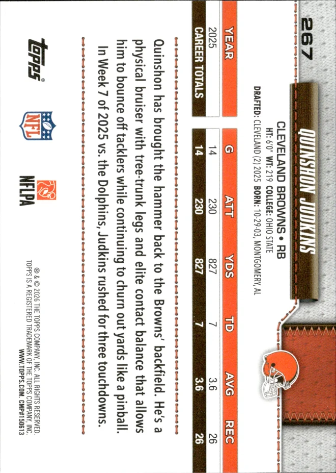 Quinshon Judkins card back