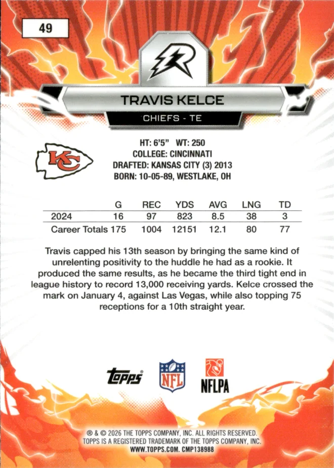 Travis Kelce card back