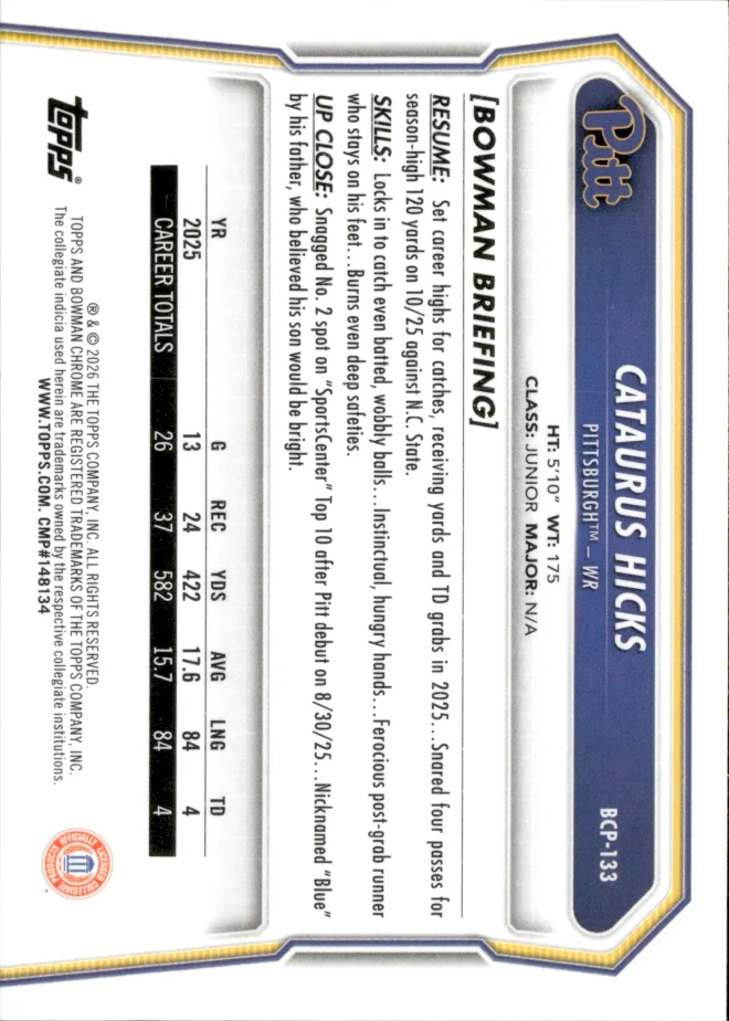 Cataurus Hicks card back