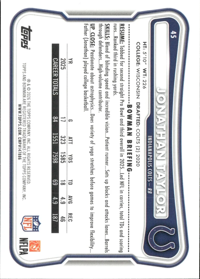 Jonathan Taylor card back