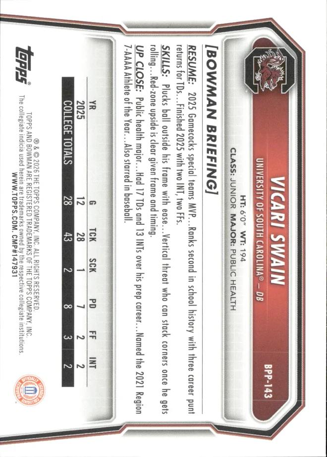 Vicari Swain card back