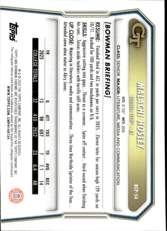 Malachi Hosley card back