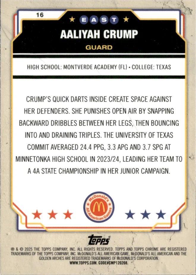 Aaliyah Crump card back