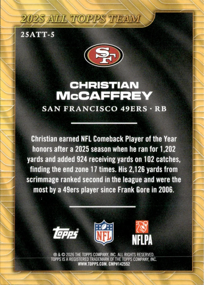 Christian McCaffrey card back