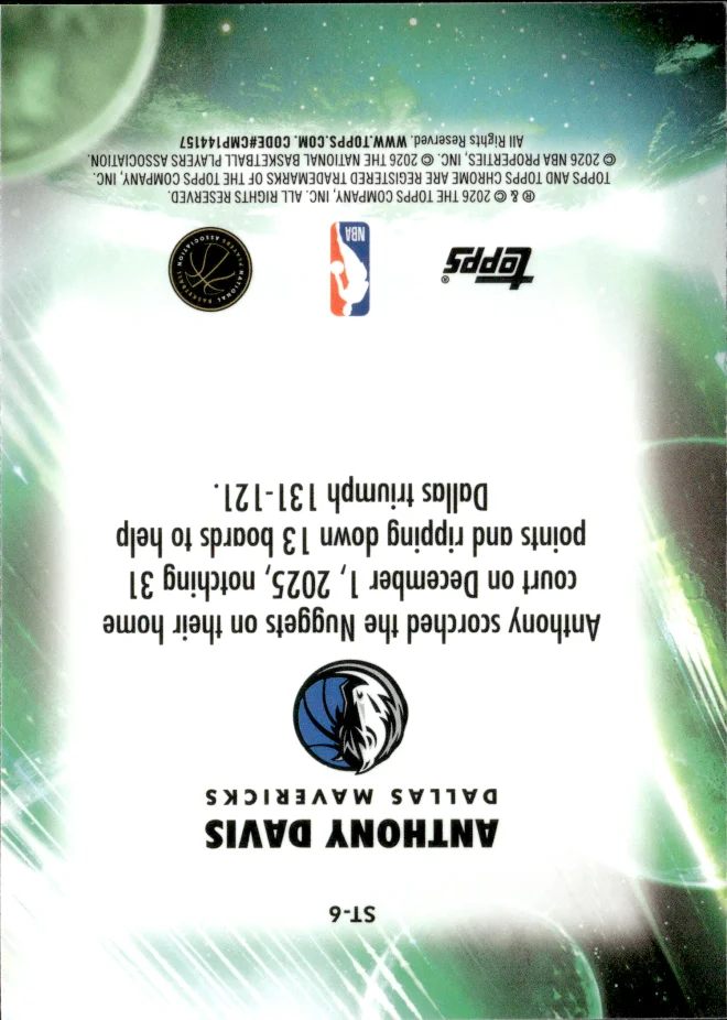 Anthony Davis card back