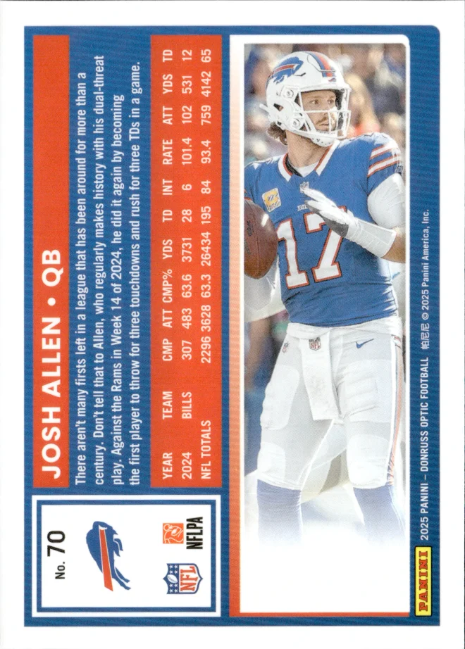 Josh Allen card back
