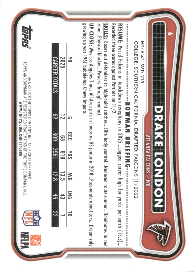 Drake London card back
