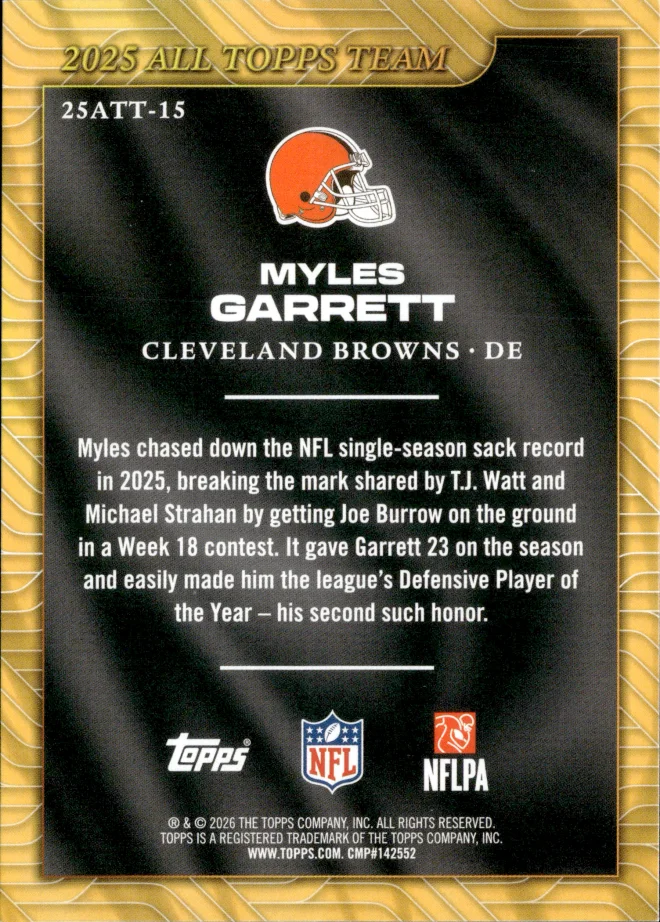 Myles Garrett card back