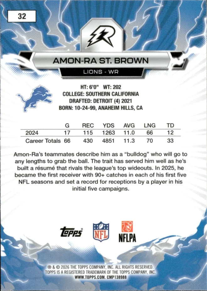 Amon-Ra St. Brown card back