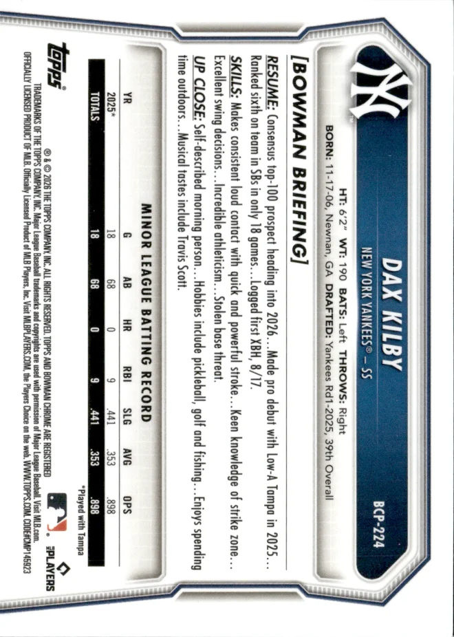 Dax Kilby card back
