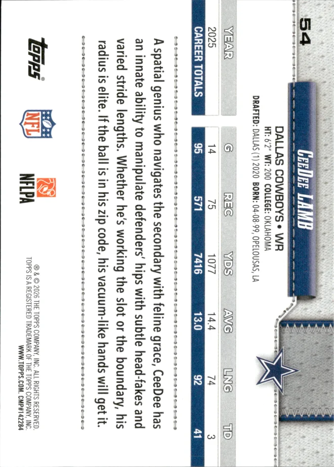 CeeDee Lamb card back
