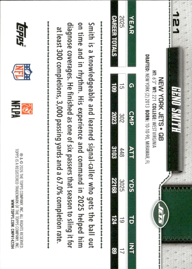 Geno Smith card back