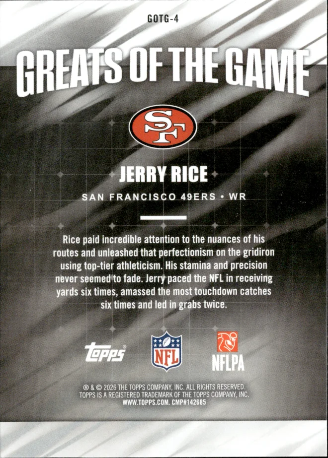 Jerry Rice card back