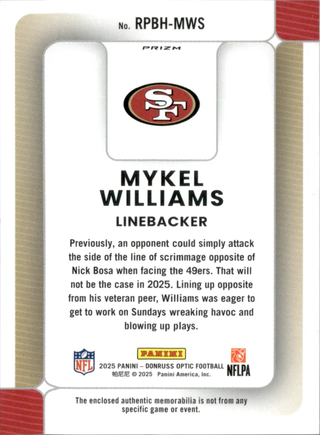 Mykel Williams card back