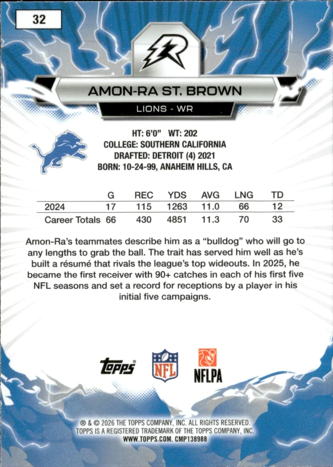 Amon-Ra St. Brown card back