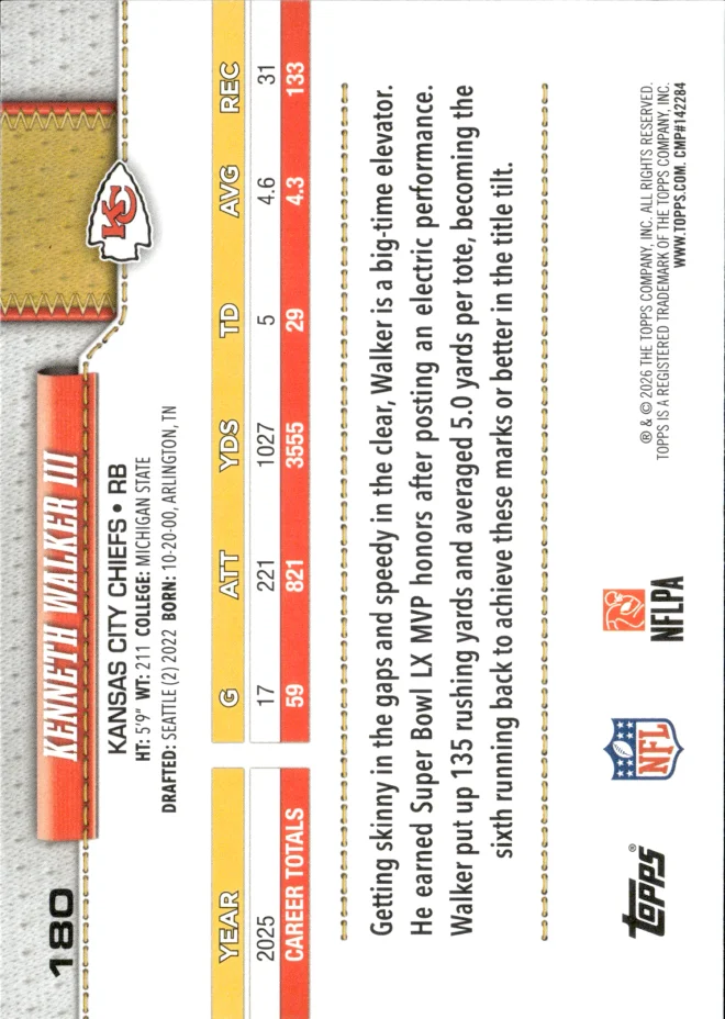 Kenneth Walker III card back