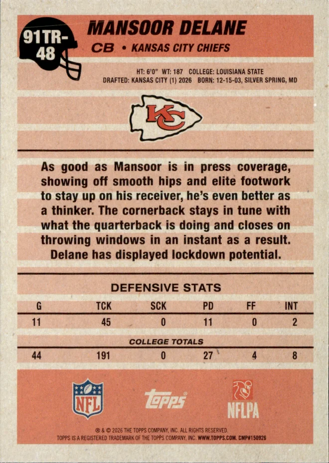 Mansoor Delane card back