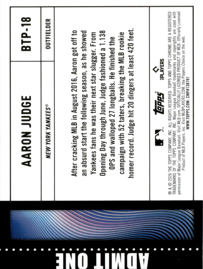 Aaron Judge card back