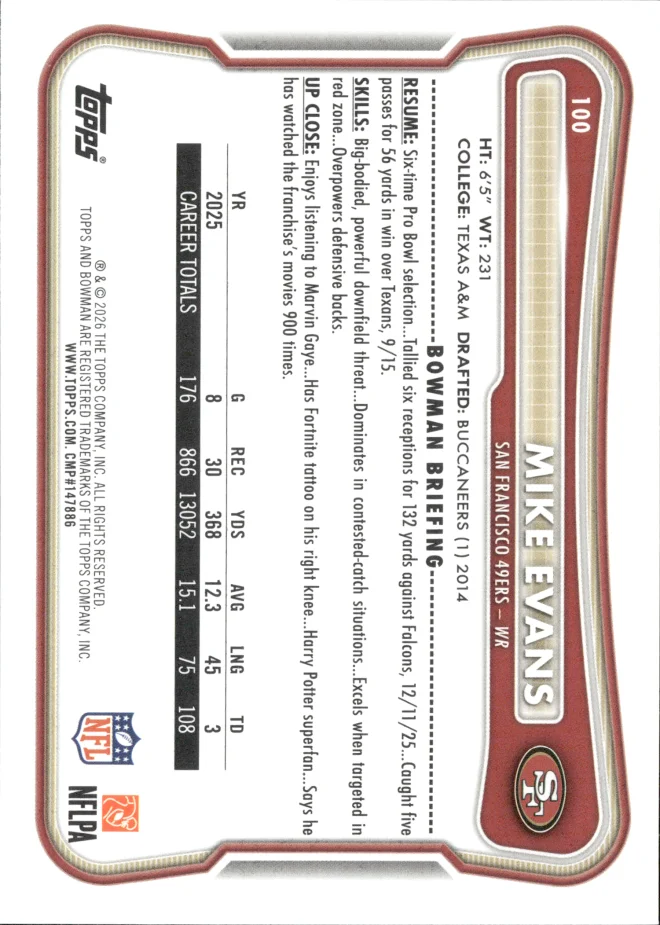 Mike Evans card back
