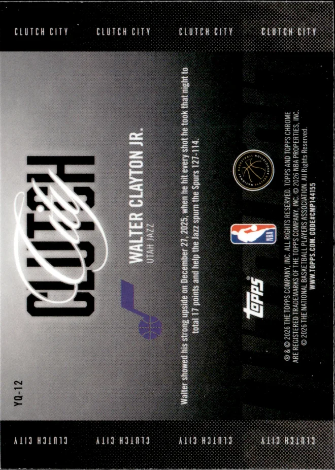 Walter Clayton Jr. card back