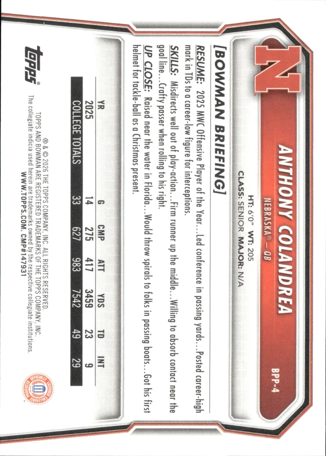 Anthony Colandrea card back