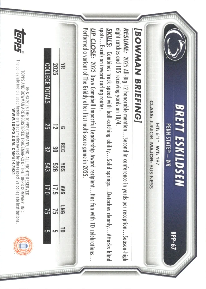 Brett Eskildsen card back