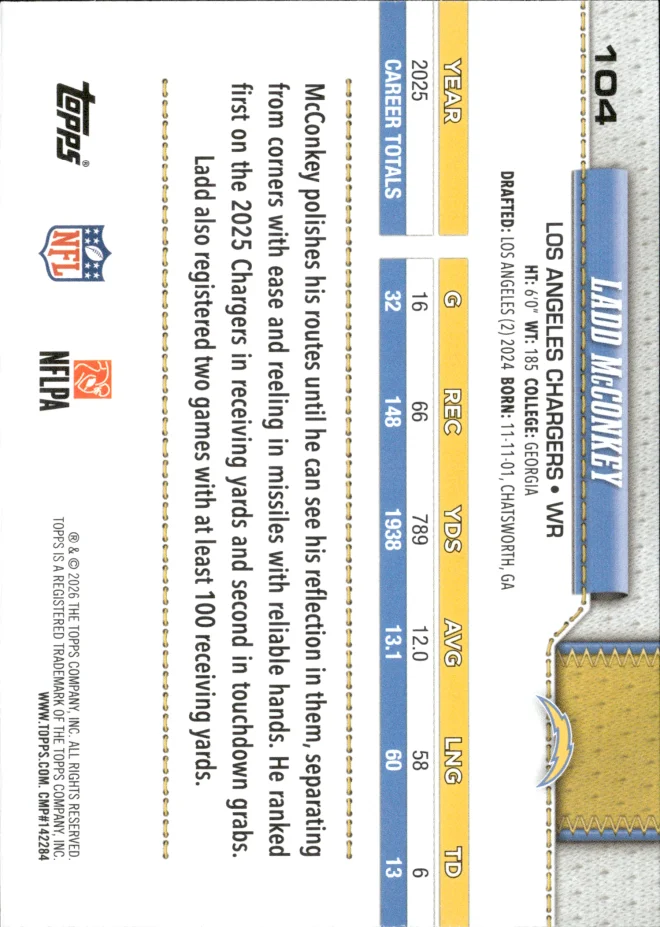 Ladd McConkey card back