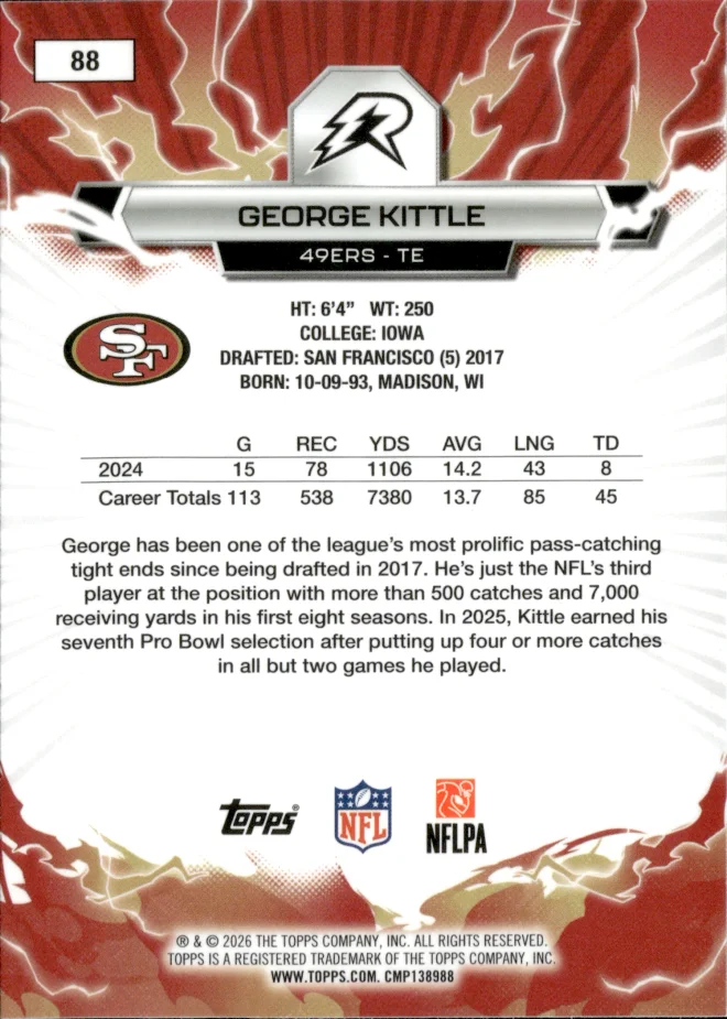 George Kittle card back