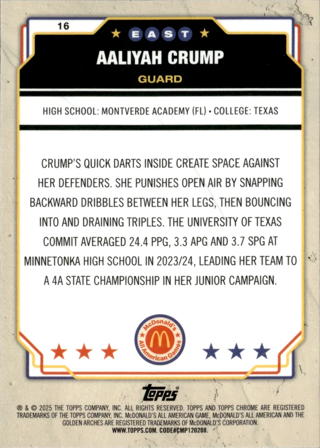 Aaliyah Crump card back