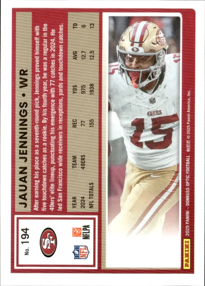 Jauan Jennings card back