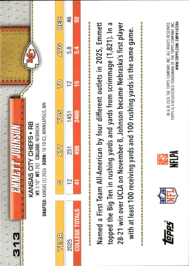 Emmett Johnson card back