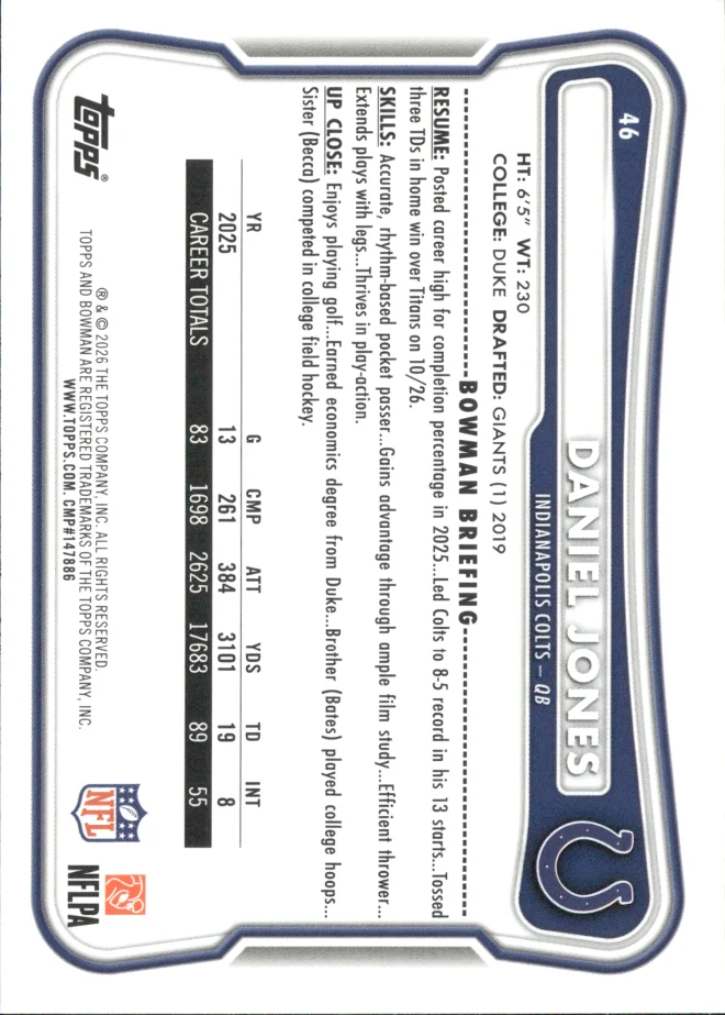 Daniel Jones card back