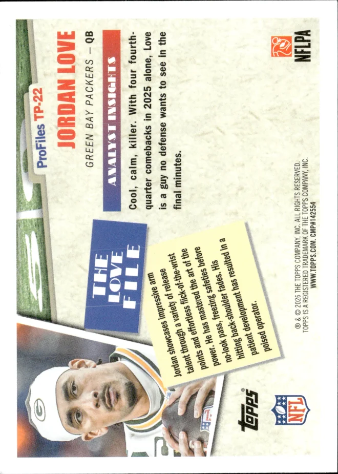 Jordan Love card back