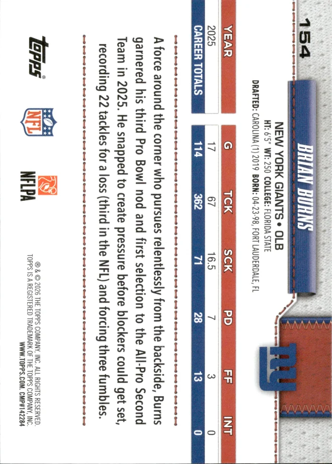 Brian Burns card back