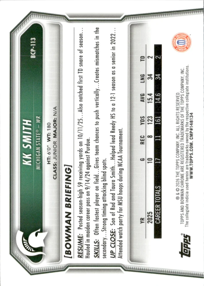 KK Smith card back