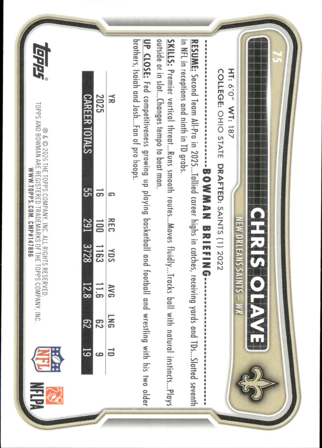 Chris Olave card back