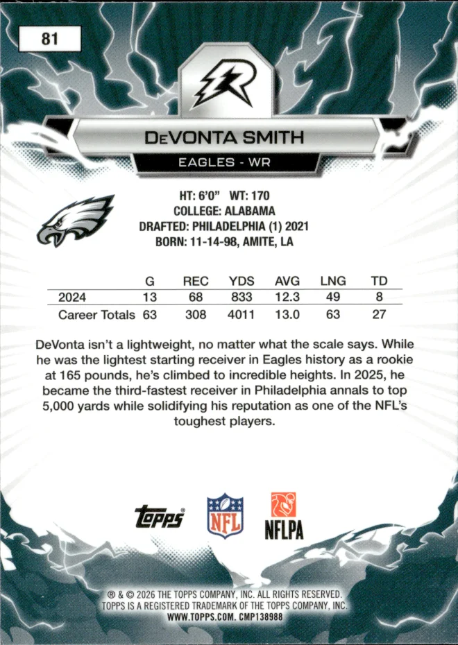 DeVonta Smith card back