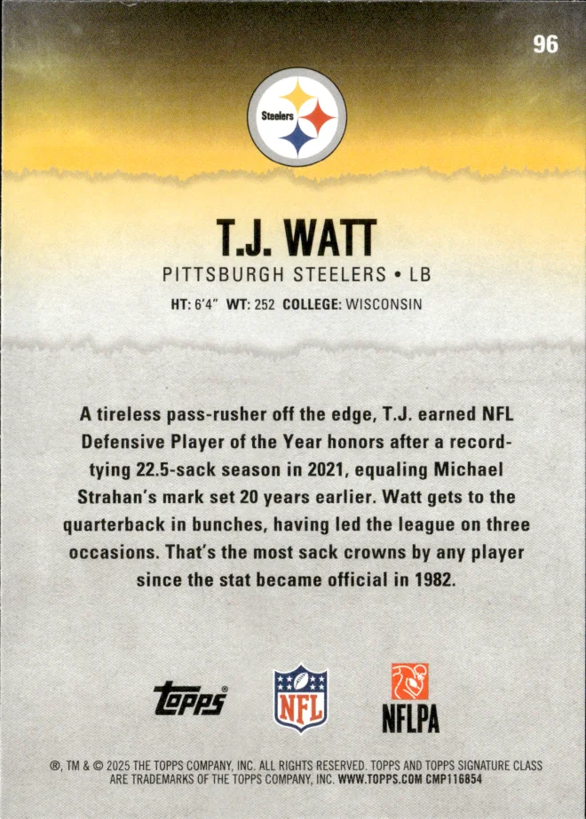T.J. Watt card back