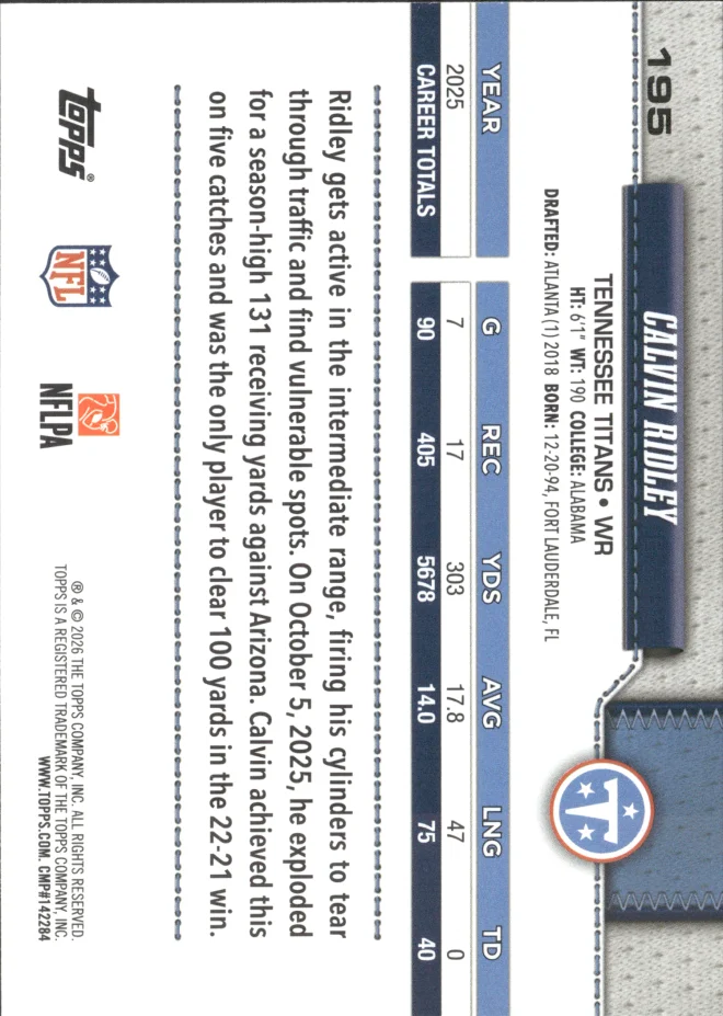 Calvin Ridley card back