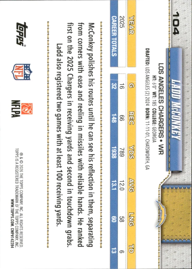Ladd McConkey card back