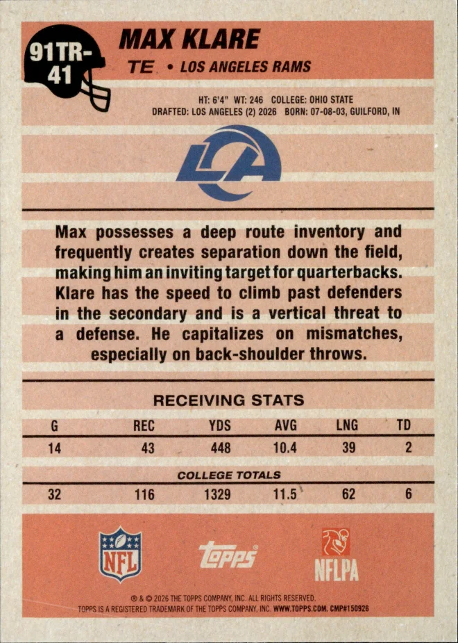 Max Klare card back