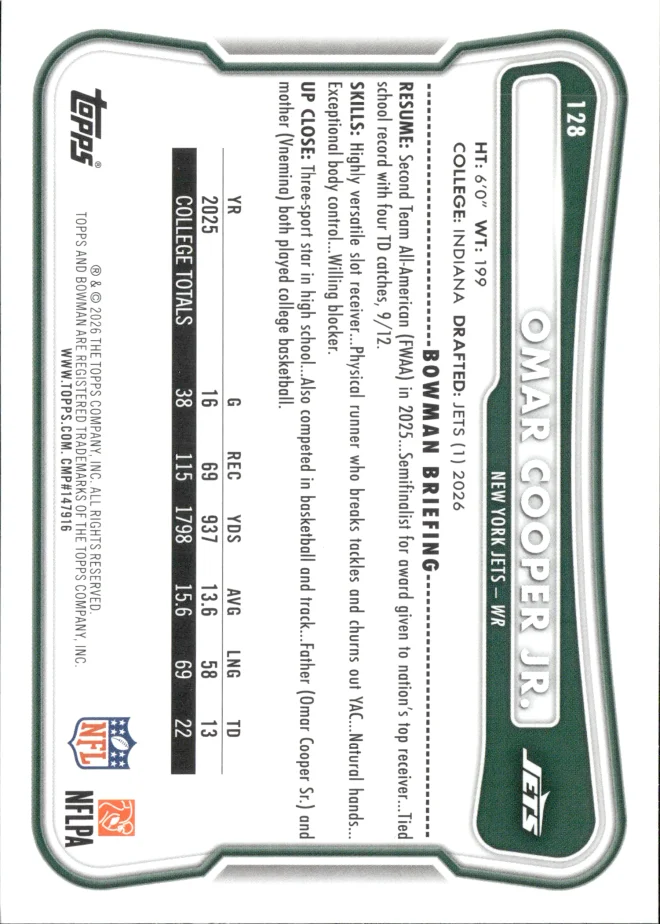 Omar Cooper Jr. card back