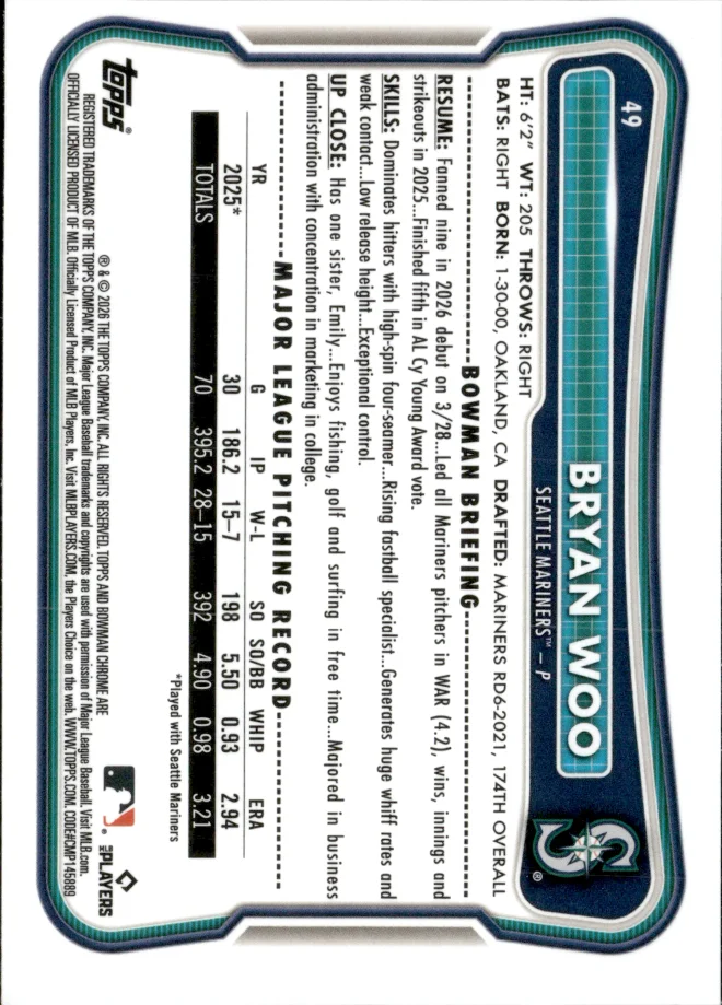 Bryan Woo card back