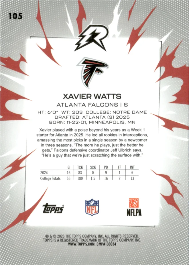 Xavier Watts card back